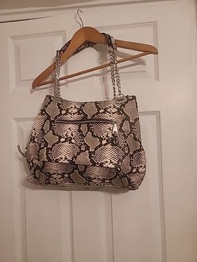 INC International Concepts Snake-Print Shoulder Bag - Beige & Black
